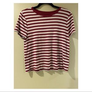 Burgundy, Tan, and Light Grey striped Tee